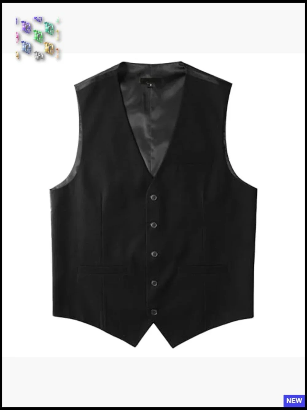 Slim Fit Formal Vest V-Neck Adjustable Belt Three Pockets Business Suit